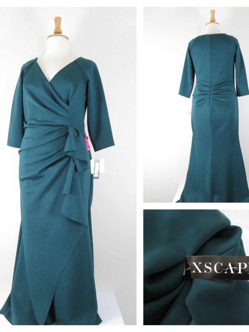 XSCAPE Plus Size Dark Hunter Winter Green Formal Gown Dress Size 16W